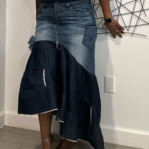 Custom Stylish Denim Patchwork Skirt